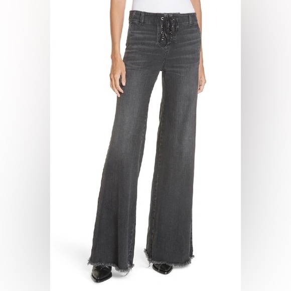 Nili Lotan Wade Lace-Up Wide Leg Jeans